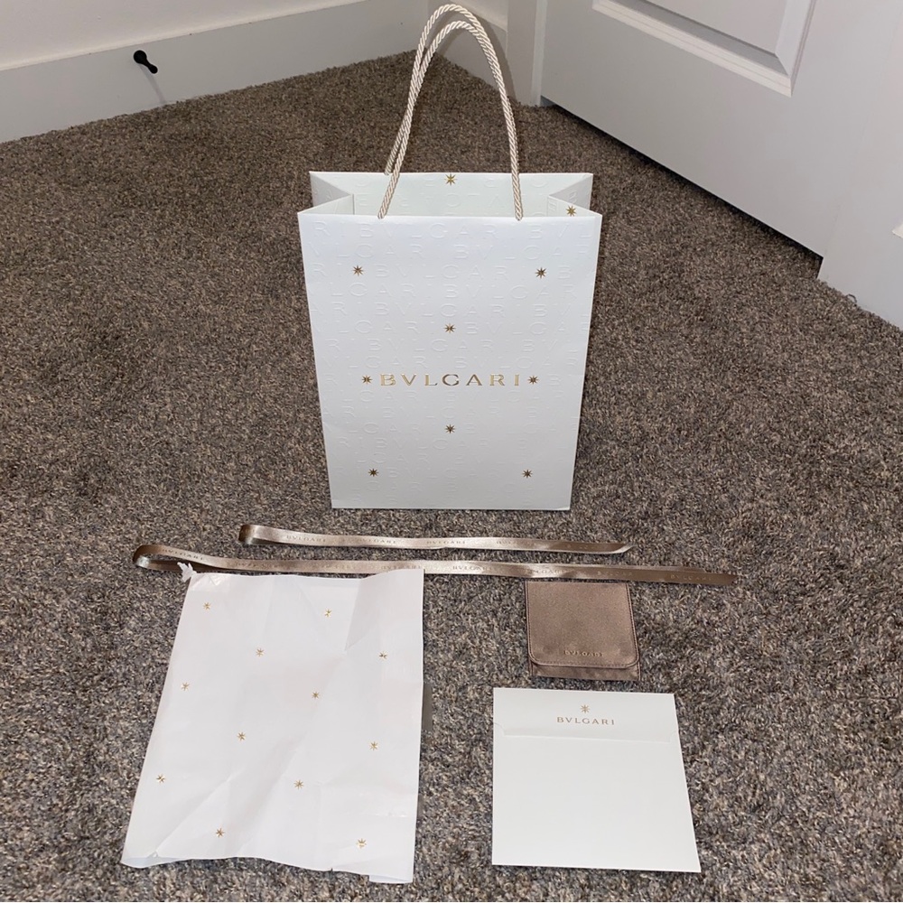 BVLGARI Gift Bag with Wrapping Paper, Ribbon, Receipt Holder